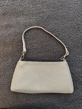 Silver Rhinestone Evening Shoulder Bag